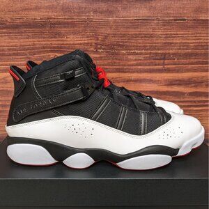 Nike Air Jordan 6 Rings Men's 13 Patent Bred Black Red White Shoes 322992-067